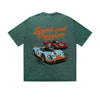 Vintage Washed T-Shirt Speed And Passion Racing Car Graphic Print Casual Daily Streetwear Feel lives