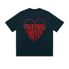 Solid Color T-Shirt Together Forever Red Heart Text Romantic Graphic Print Casual Daily Streetwear Feel lives