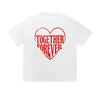 Solid Color T-Shirt Together Forever Red Heart Text Romantic Graphic Print Casual Daily Streetwear Feel lives