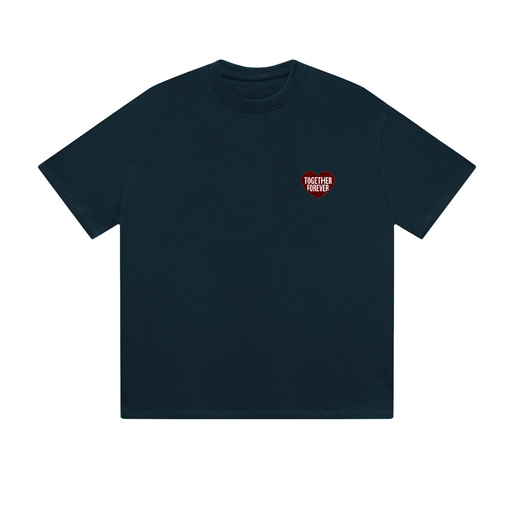 Solid Color T-Shirt Together Forever Red Heart Text Romantic Graphic Print Casual Daily Streetwear Feel lives