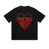 Solid Color T-Shirt Together Forever Red Heart Text Romantic Graphic Print Casual Daily Streetwear Feel lives