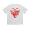 Solid Color T-Shirt Together Forever Red Heart Text Romantic Graphic Print Casual Daily Streetwear Feel lives