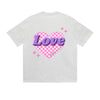 Solid Color T-Shirt Love Checkered Heart Purple 3D Text Sparkle Graphic Print Casual Daily Streetwear Feel lives