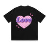 Solid Color T-Shirt Love Checkered Heart Purple 3D Text Sparkle Graphic Print Casual Daily Streetwear Feel lives
