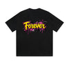 Solid Color T-Shirt Forever Colorful Drip Graffiti Text Graphic Print Casual Daily Streetwear Feel lives