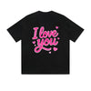 Solid Color T-Shirt I Love You Pink Heart Hand Lettering Romantic Text Graphic Print Casual Daily Streetwear Feel lives