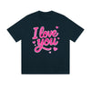 Solid Color T-Shirt I Love You Pink Heart Hand Lettering Romantic Text Graphic Print Casual Daily Streetwear Feel lives