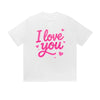 Solid Color T-Shirt I Love You Pink Heart Text Romantic Graphic Print Casual Daily Streetwear Feel lives