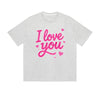 Solid Color T-Shirt I Love You Pink Heart Text Romantic Graphic Print Casual Daily Streetwear Feel lives