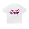 Solid Color T-Shirt Weekend Pink Purple Graffiti Splash Text Graphic Print Casual Daily Streetwear Feel lives