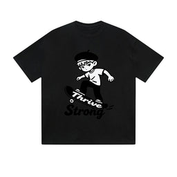 Solid Color T-Shirt Thrive Strong Skateboard Boy Motivational Text Graphic Print Casual Daily Streetwear Feel lives