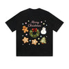 Solid Color T-Shirt Merry Christmas Gingerbread Wreath Snowman Cookie Tree Holiday Graphic Print Casual Daily Streetwear Feel lives