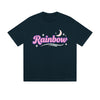 Solid Color T-Shirt Rainbow Moon Stars Retro Text Graphic Print Casual Daily Streetwear Feel lives