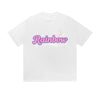 Solid Color T-Shirt Rainbow Moon Stars Retro Text Graphic Print Casual Daily Streetwear Feel lives
