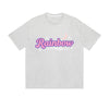 Solid Color T-Shirt Rainbow Moon Stars Retro Text Graphic Print Casual Daily Streetwear Feel lives