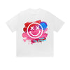 Einfarbiges T-Shirt Lächeln Das brillante Smiley-Gesicht Bunte Farbspritzer Grafikdruck Lässige tägliche Streetwear Gefühl lebt
