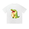 Solid Color T-Shirt Crocodile Eating Sandwich Cute Cartoon Graphic Print Casual Daily Streetwear Feel lives
