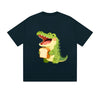 Solid Color T-Shirt Crocodile Eating Sandwich Cute Cartoon Graphic Print Casual Daily Streetwear Feel lives