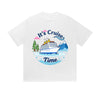 Solid Color T-Shirt It's Cruise Time Ship Ocean Mountain Text Graphic Print Casual Daily Streetwear Feel lives