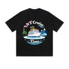 Solid Color T-Shirt It's Cruise Time Ship Ocean Mountain Text Graphic Print Casual Daily Streetwear Feel lives