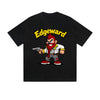 Solid Color T-Shirt Edgeward Angry Character Gun Graffiti Text Cartoon Graphic Print Casual Daily Streetwear Feel lives