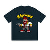 Solid Color T-Shirt Edgeward Angry Character Gun Graffiti Text Cartoon Graphic Print Casual Daily Streetwear Feel lives
