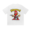 Solid Color T-Shirt Edgeward Angry Character Gun Graffiti Text Cartoon Graphic Print Casual Daily Streetwear Feel lives