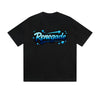Solid Color T-Shirt Renegade Blue Graffiti Arrow Text Graphic Print Casual Daily Streetwear Feel lives