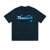 Solid Color T-Shirt Renegade Blue Graffiti Arrow Text Graphic Print Casual Daily Streetwear Feel lives