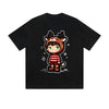 Einfarbiges T-Shirt Süßes Kind Reh Kostüm Gestreiftes Outfit Kawaii Cartoon Grafikdruck Lässige Alltagsmode Straßenbekleidung Feel lives