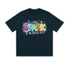 Однотонная футболка Spark с красочным граффити-текстом, звездами и сердцами, графический принт, повседневная уличная одежда, почувствуй жизнь