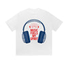Solid Color T-Shirt Music Fuels My Spirit Headphone Motivational Text Graphic Print Casual Daily Streetwear Feel lives