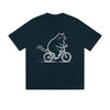 Solid Color T-Shirt Fat Cat Riding Bicycle Sketch Art Funny Cartoon Graphic Print Casual Daily Streetwear Feel lives