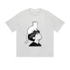 Solid Color T-Shirt Boy Cat Shoulder Sketch Art Minimalist Graphic Print Casual Daily Streetwear Feel lives