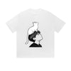 Solid Color T-Shirt Boy Cat Shoulder Sketch Art Minimalist Graphic Print Casual Daily Streetwear Feel lives