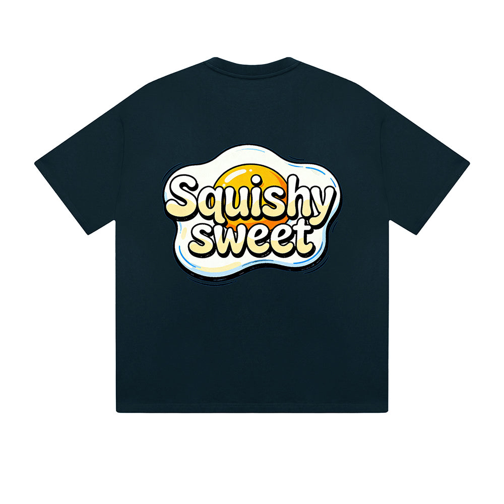 Solid Color T-Shirt Squishy Sweet Egg Cute Text Graphic Print Casual Daily Streetwear Feel lives