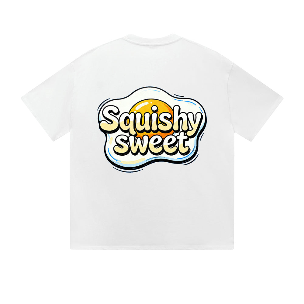 Solid Color T-Shirt Squishy Sweet Egg Cute Text Graphic Print Casual Daily Streetwear Feel lives