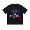 Solid Color T-Shirt Highway Racer Top Speed Bear Racing Car Cartoon Graphic Print Casual Daily Streetwear Feel lives