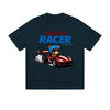 Solid Color T-Shirt Highway Racer Top Speed Bear Racing Car Cartoon Graphic Print Casual Daily Streetwear Feel lives