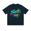 Solid Color T-Shirt Sweet Colorful Drip Graffiti Text Graphic Print Casual Daily Streetwear Feel lives