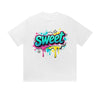 Solid Color T-Shirt Sweet Colorful Drip Graffiti Text Graphic Print Casual Daily Streetwear Feel lives