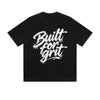 Solid Color T-Shirt Built For Grit Brush Calligraphy Motivational Text Graphic Print Casual Daily Streetwear Feel lives