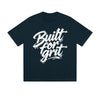 Solid Color T-Shirt Built For Grit Brush Calligraphy Motivational Text Graphic Print Casual Daily Streetwear Feel lives
