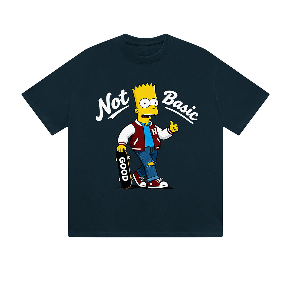 Solid Color T-Shirt Not Basic Skateboard Boy Cartoon Character Graphic Print Casual Daily Streetwear Feel lives