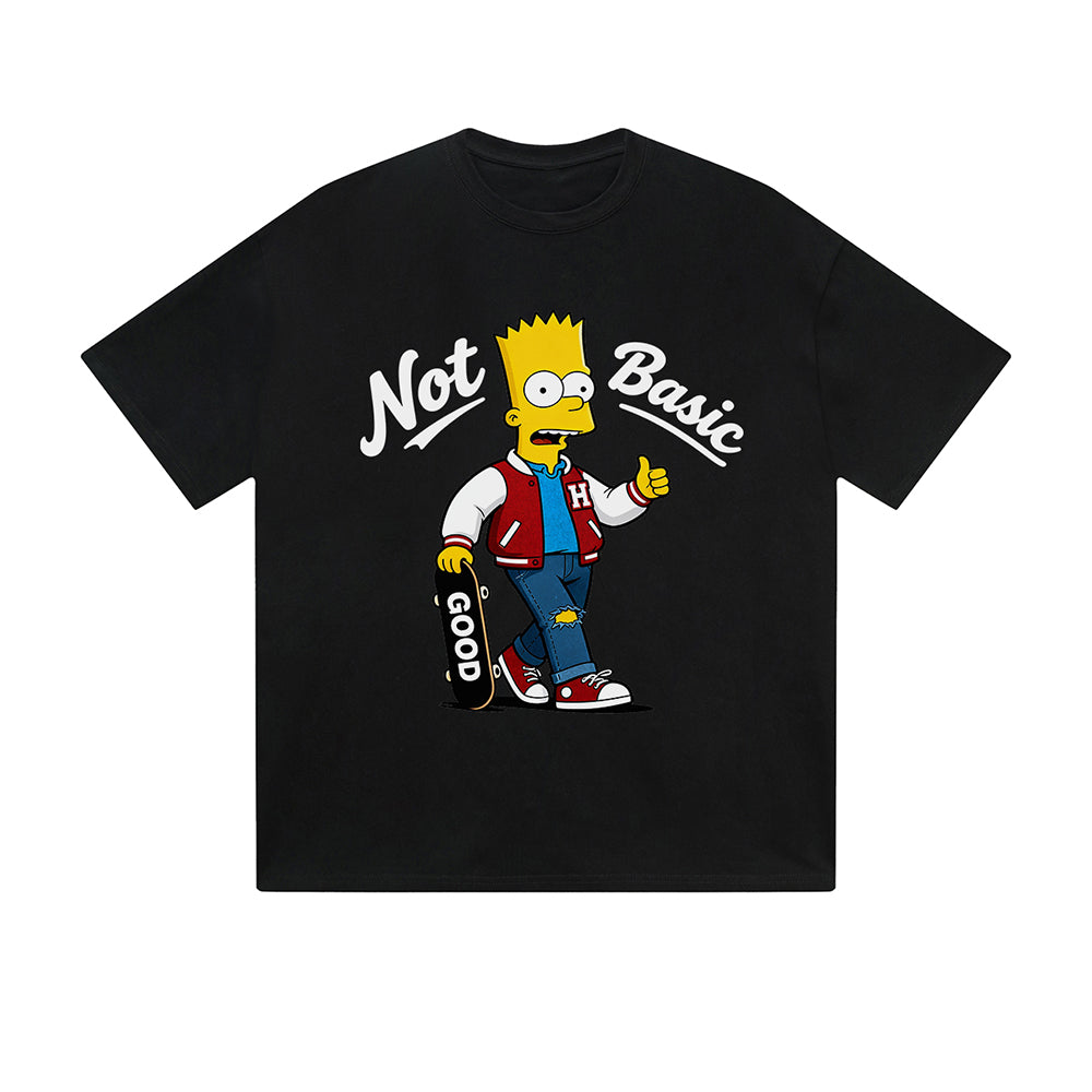 Solid Color T-Shirt Not Basic Skateboard Boy Cartoon Character Graphic Print Casual Daily Streetwear Feel lives