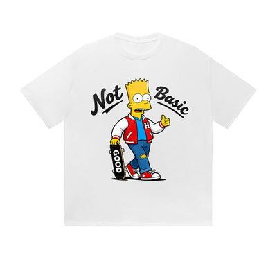 Solid Color T-Shirt Not Basic Skateboard Boy Cartoon Character Graphic Print Casual Daily Streetwear Feel lives