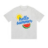 Solid Color T-Shirt Hello Summer Sun Watermelon Fresh Text Graphic Print Casual Daily Streetwear Feel lives