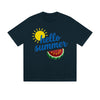 Solid Color T-Shirt Hello Summer Sun Watermelon Fresh Text Graphic Print Casual Daily Streetwear Feel lives