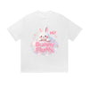 Solid Color T-Shirt Hi Bunny Fluffy Cute Kawaii 3D Cartoon Graphic Print Casual Daily Streetwear Feel lives