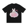 Solid Color T-Shirt Hi Bunny Fluffy Cute Kawaii 3D Cartoon Graphic Print Casual Daily Streetwear Feel lives